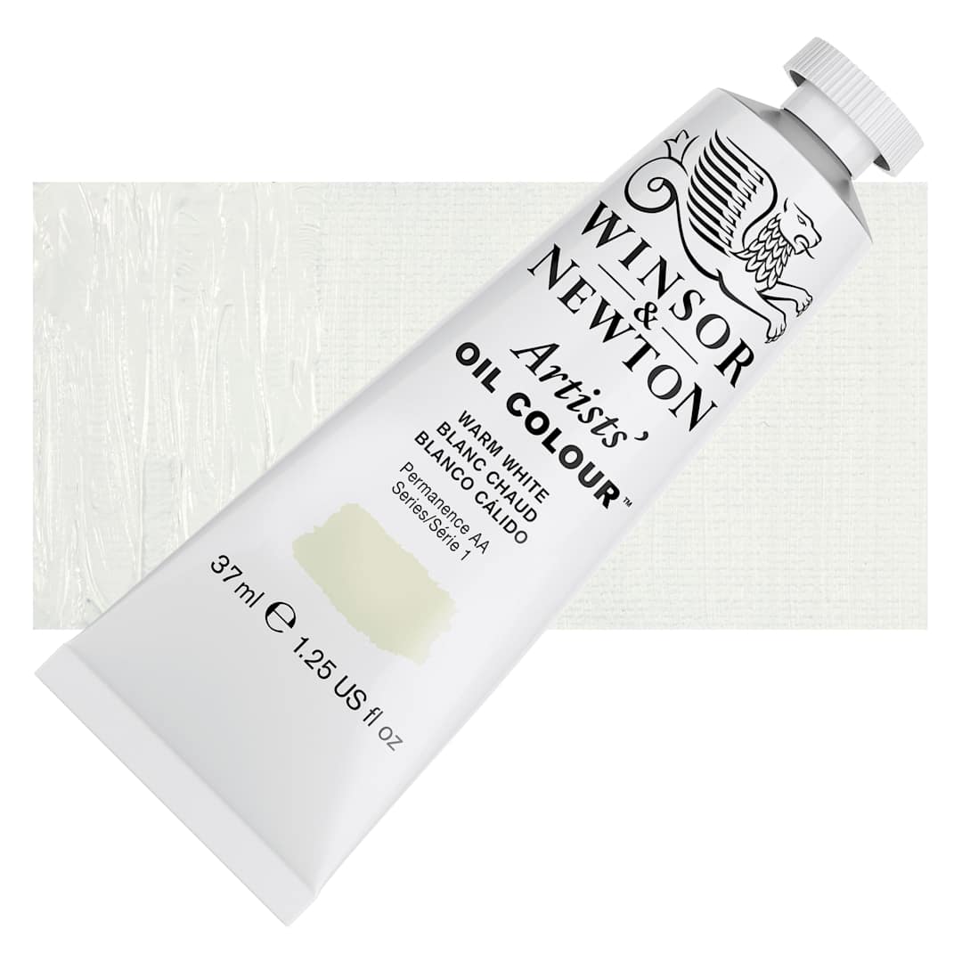 Open in modal - Winsor & Newton Artists' Oil Color - Warm White, 37 ml tube and swatch