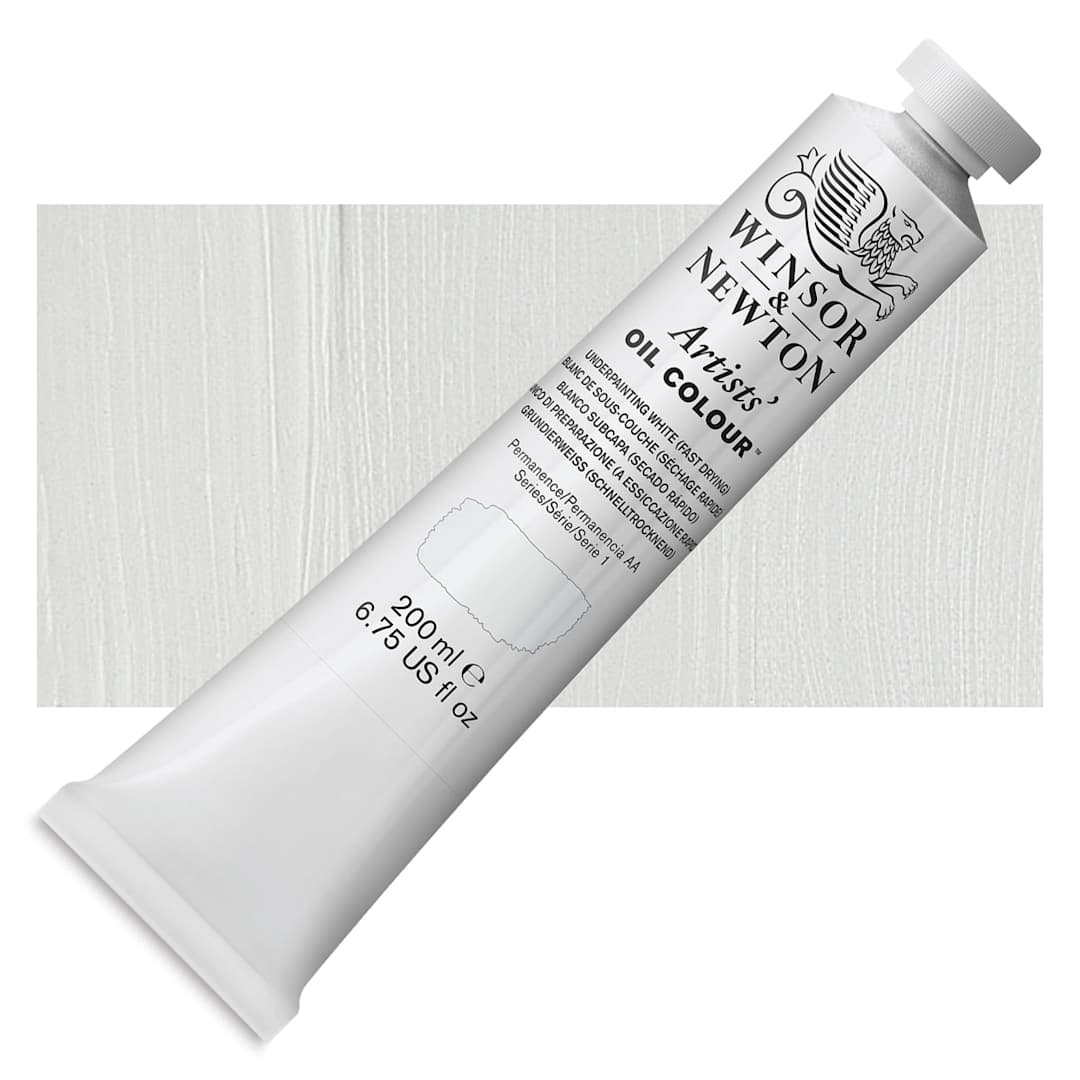 Open in modal - Winsor & Newton Artists' Oil Color - Underpainting White, 200 ml tube and swatch