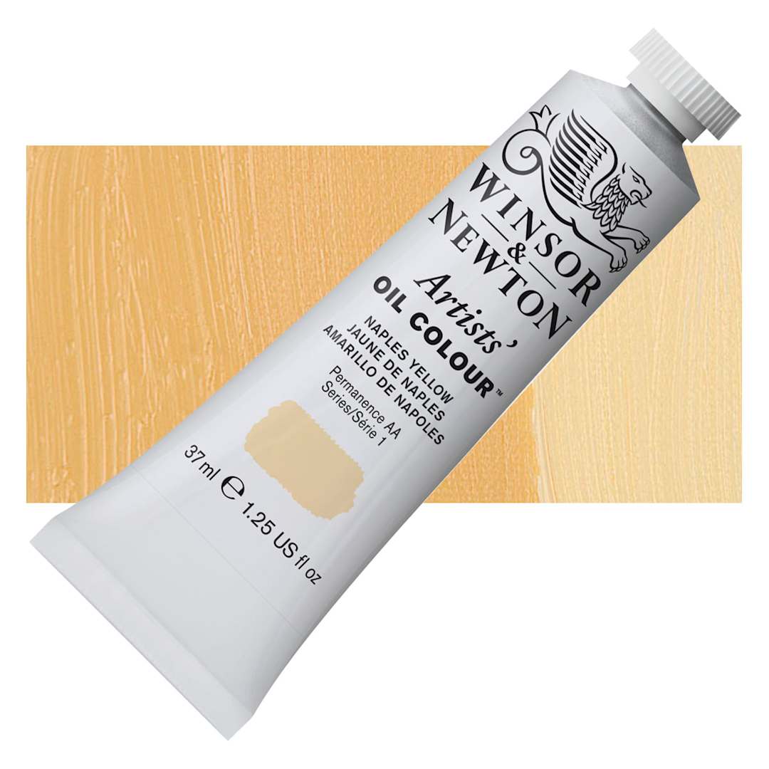 Open in modal - Winsor & Newton Artists' Oil Color - Naples Yellow, 37 ml tube and swatch