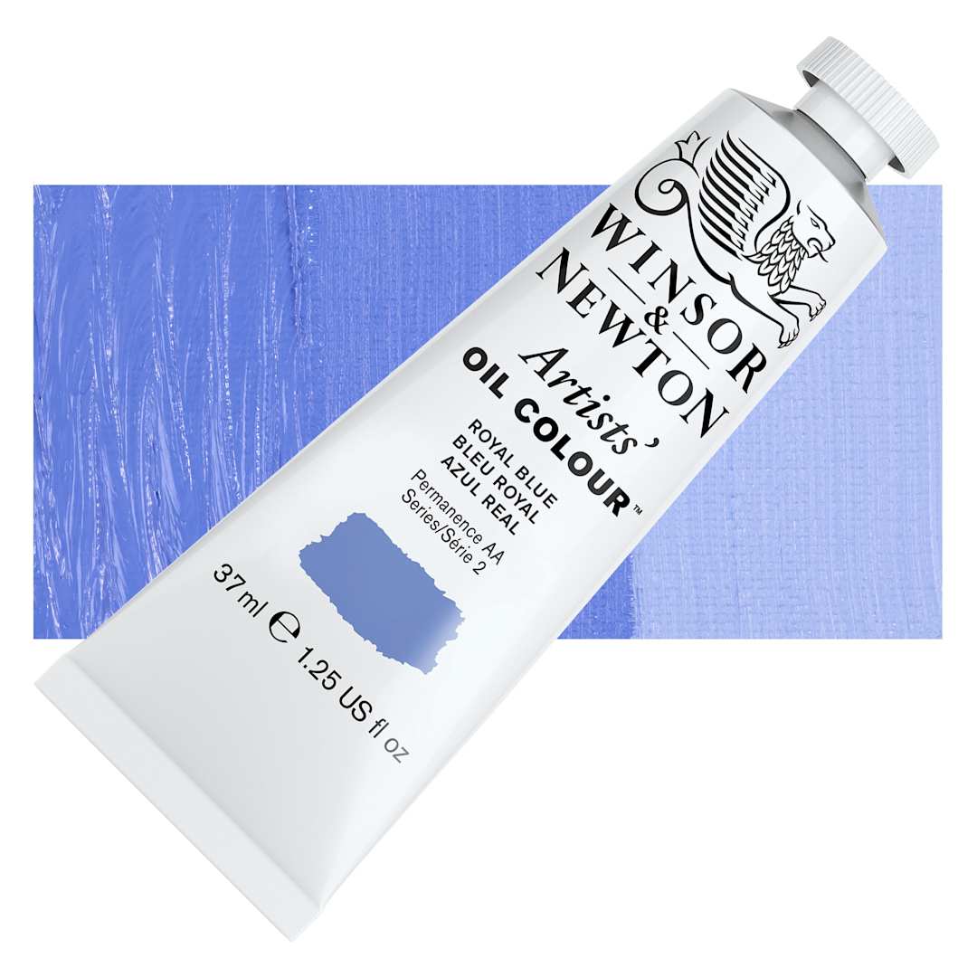 Open in modal - Winsor & Newton Artists' Oil Color - Royal Blue, 37 ml tube and swatch