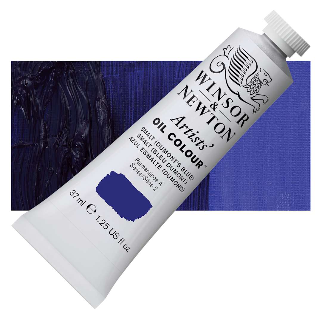Open in modal - Winsor & Newton Artists' Oil Color - Smalt (Dumont's Blue), 37 ml tube and swatch