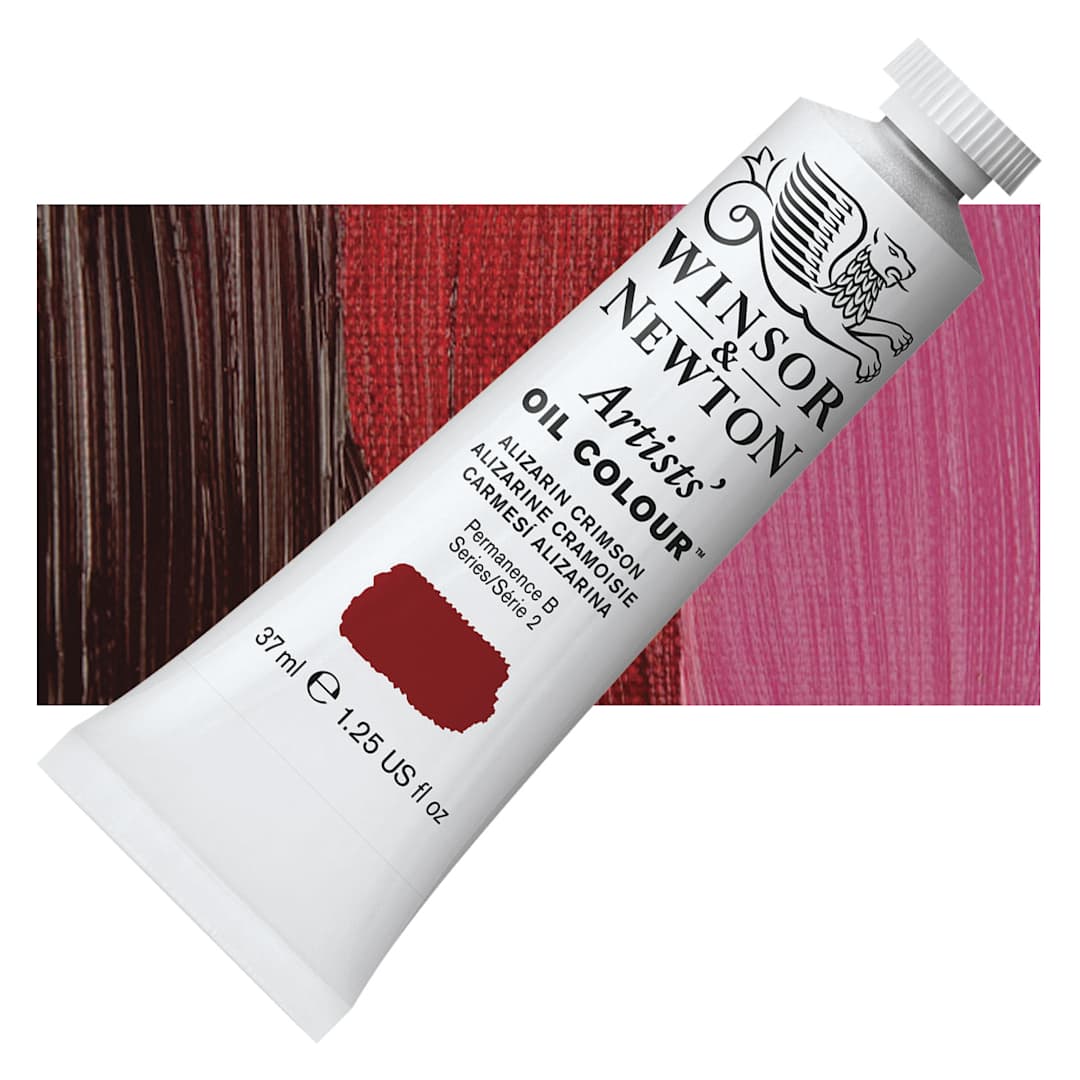 Open in modal - Winsor & Newton Artists' Oil Color - Alizarin Crimson, 37 ml tube and swatch