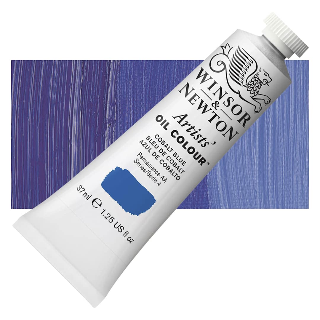 Open in modal - Winsor & Newton Artists' Oil Color - Cobalt Blue, 37 ml tube and swatch