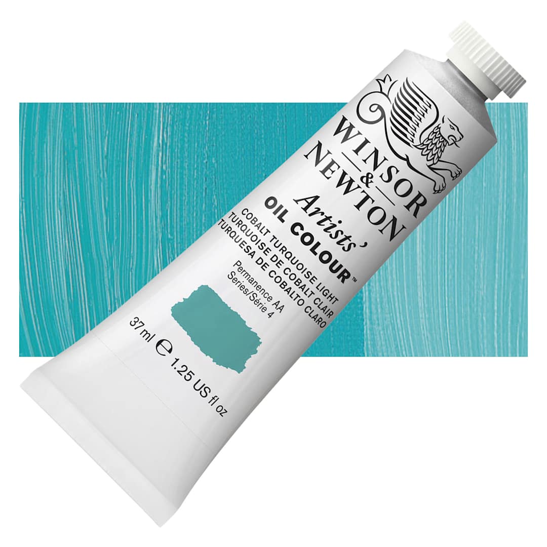 Open in modal - Winsor & Newton Artists' Oil Color - Cobalt Turquoise Light, 37 ml tube and swatch