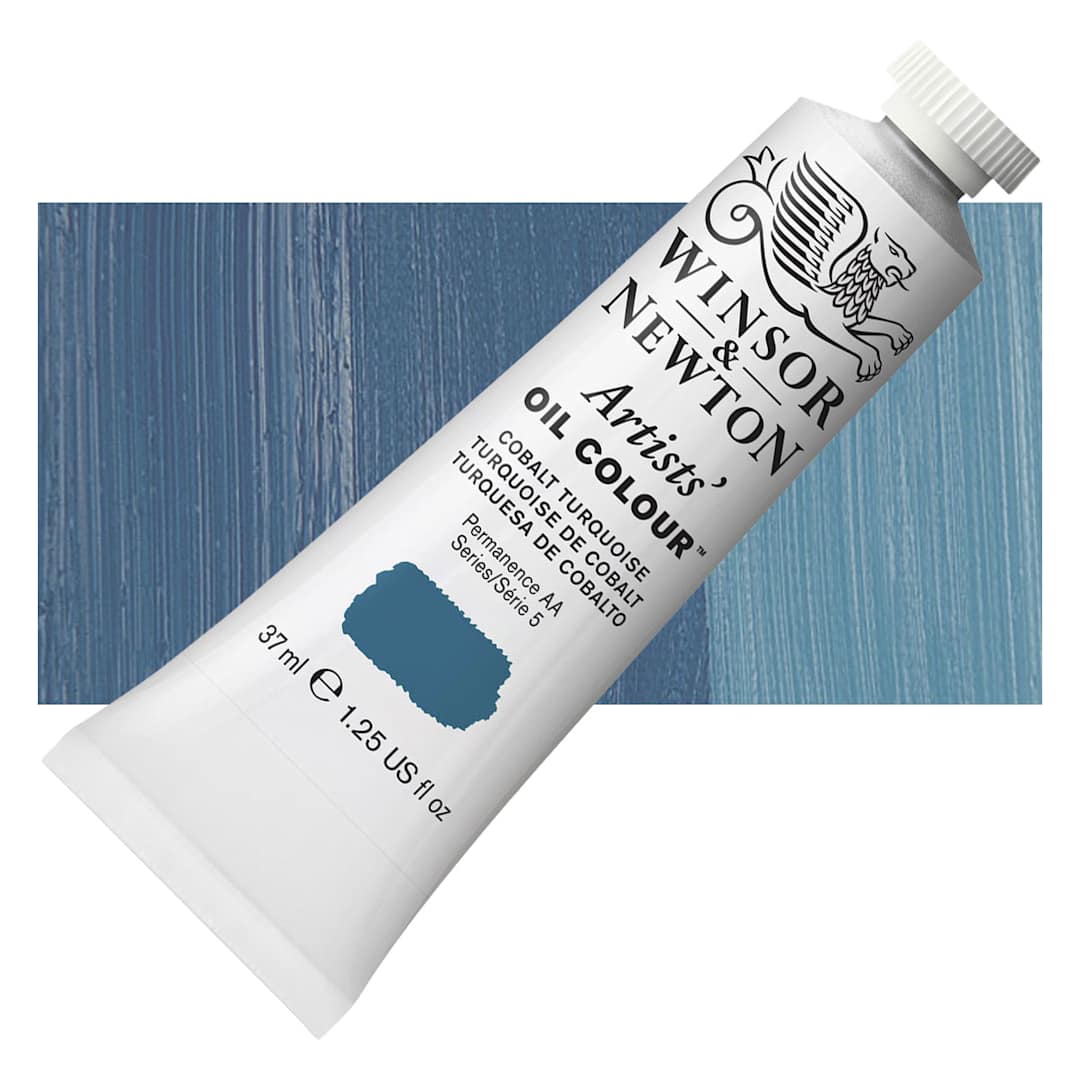 Open in modal - Winsor & Newton Artists' Oil Color - Cobalt Turquoise, 37 ml tube and swatch