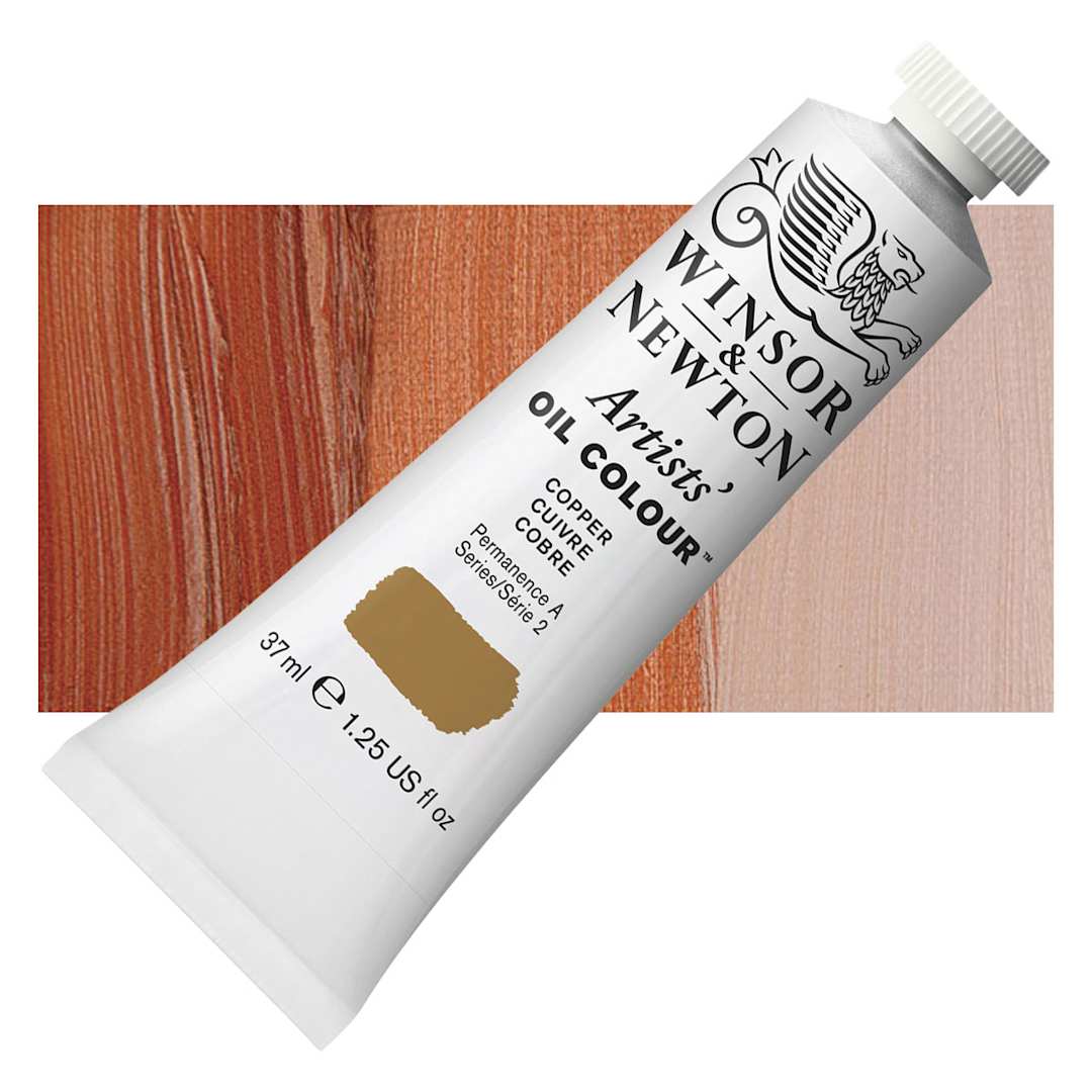 Open in modal - Winsor & Newton Artists' Oil Color - Copper, 37 ml tube and swatch