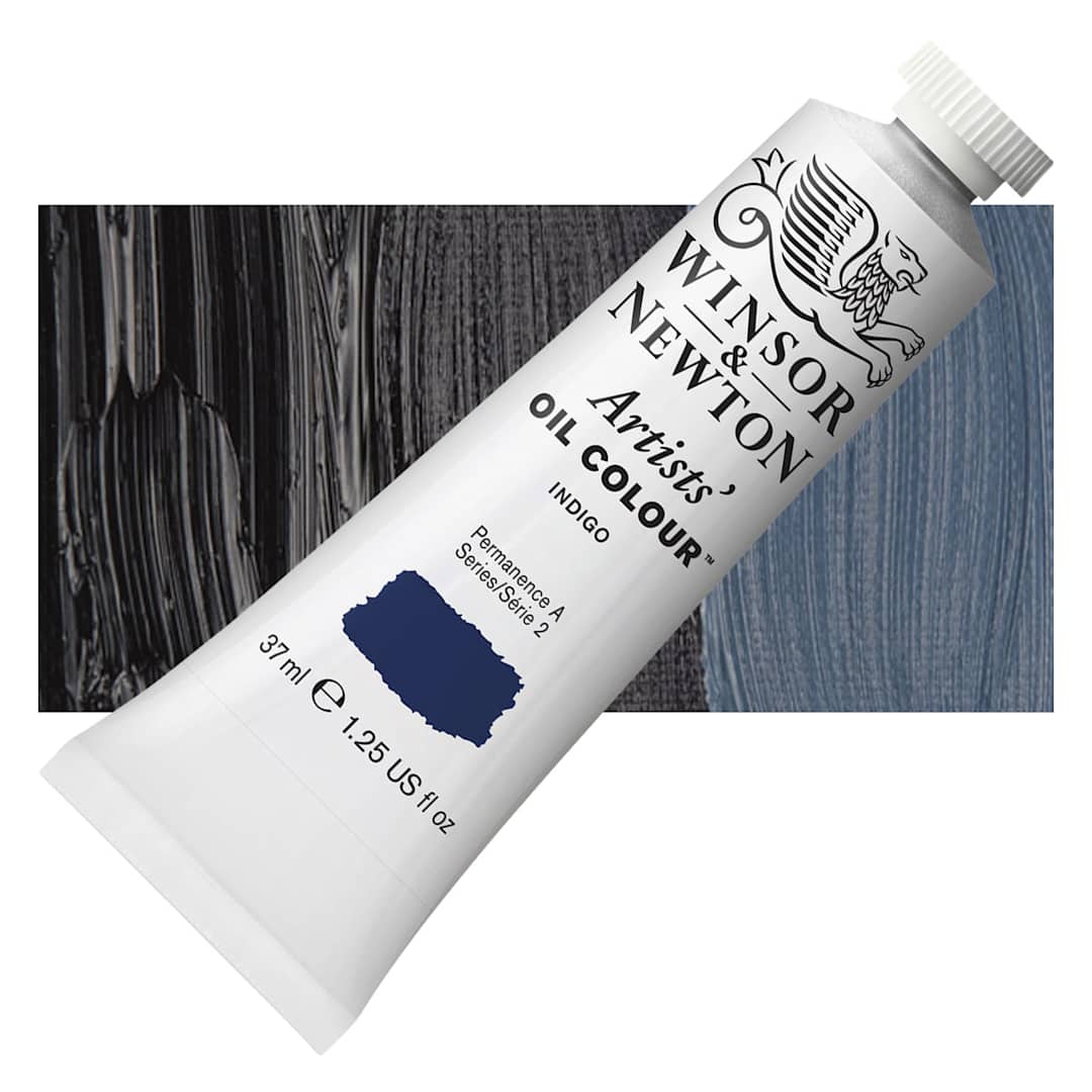 Open in modal - Winsor & Newton Artists' Oil Color - Indigo, 37 ml tube and swatch