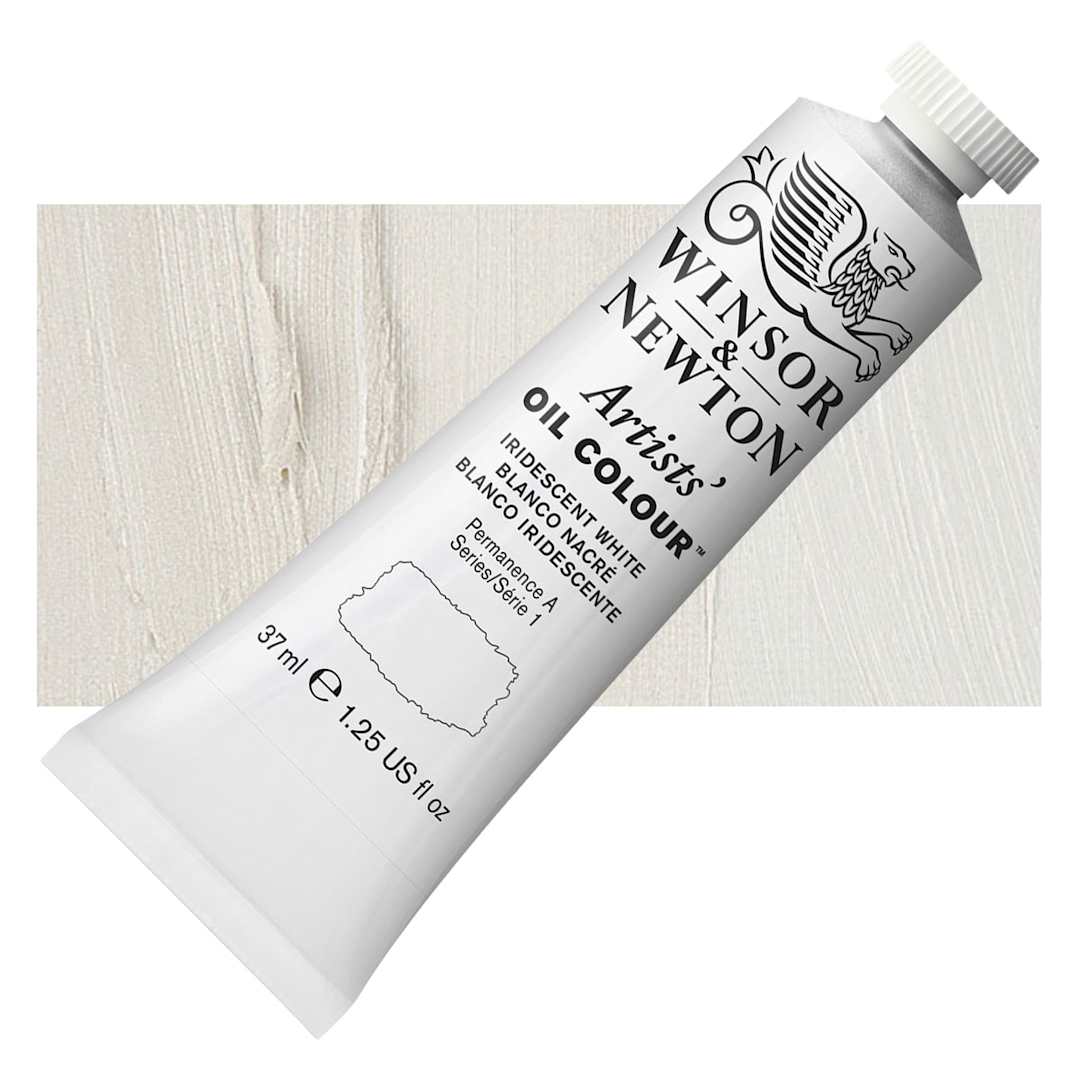 Open in modal - Winsor & Newton Artists' Oil Color - Iridescent White, 37 ml tube and swatch