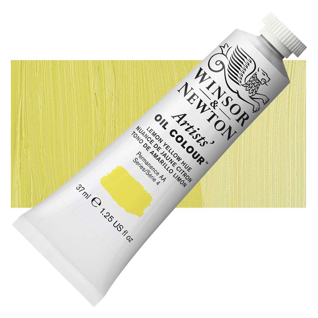 Open in modal - Winsor & Newton Artists' Oil Color - Lemon Yellow Hue, 37 ml tube and swatch