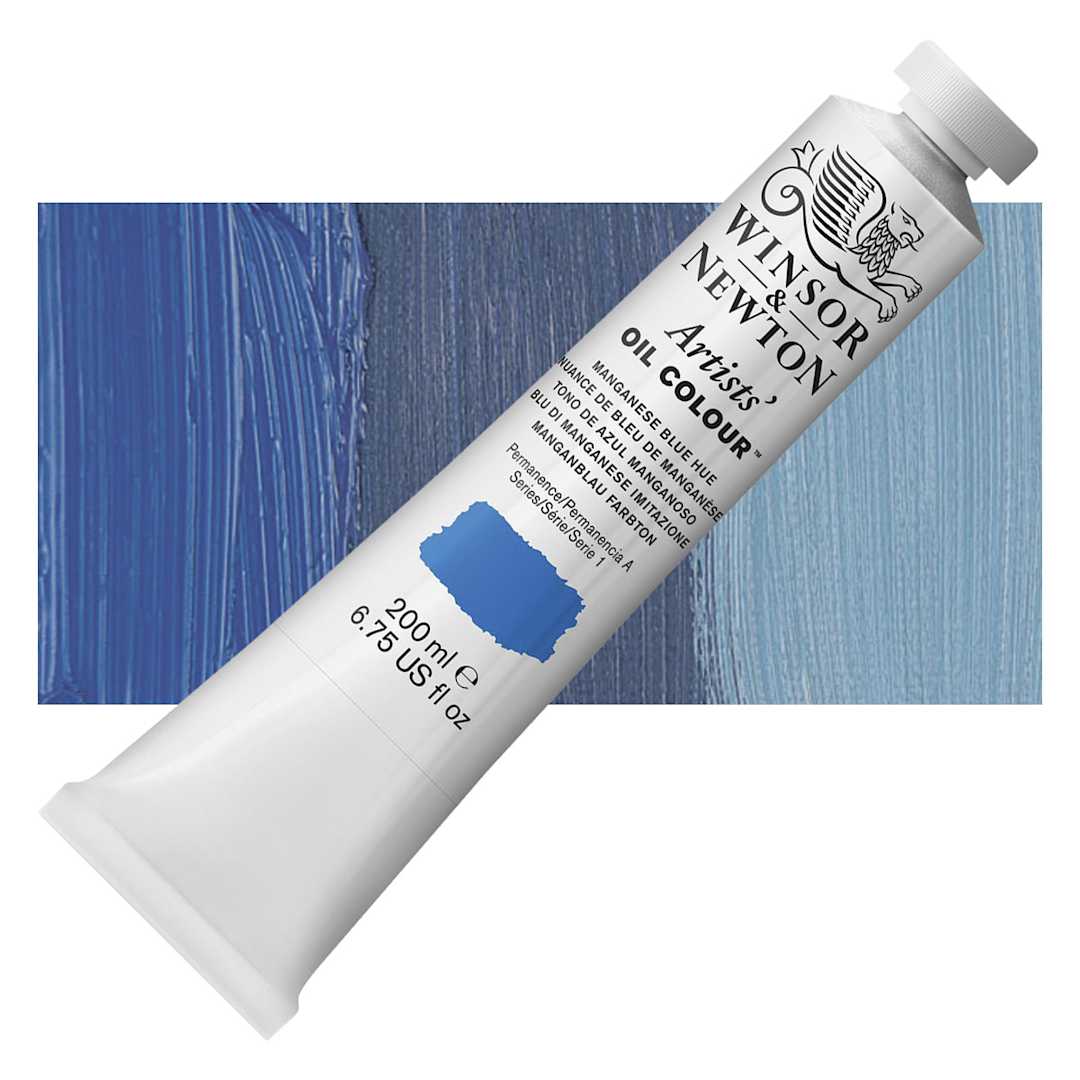 Open in modal - Winsor & Newton Artists' Oil Color - Manganese Blue Hue, 200 ml tube and swatch