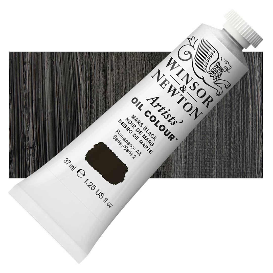 Open in modal - Winsor & Newton Artists' Oil Color - Mars Black, 37 ml tube and swatch