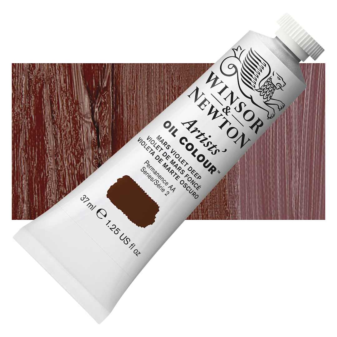 Open in modal - Winsor & Newton Artists' Oil Color - Mars Violet Deep, 37 ml tube and swatch