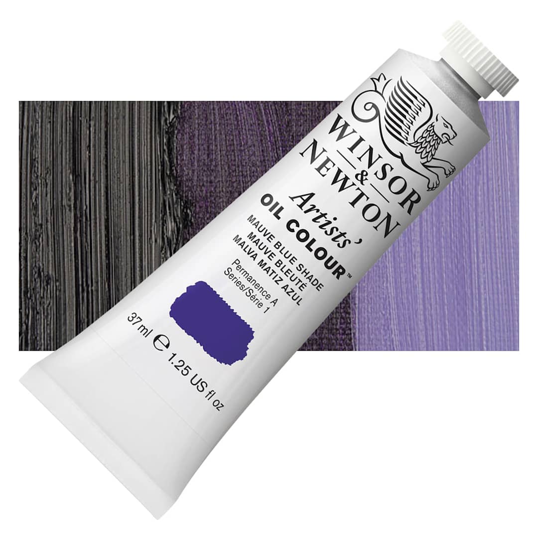 Open in modal - Winsor & Newton Artists' Oil Color - Mauve Blue Shade, 37 ml tube and swatch