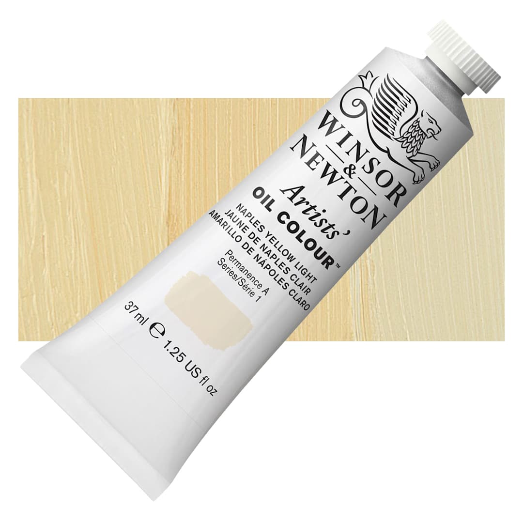 Open in modal - Winsor & Newton Artists' Oil Color - Naples Yellow Light, 37 ml tube and swatch