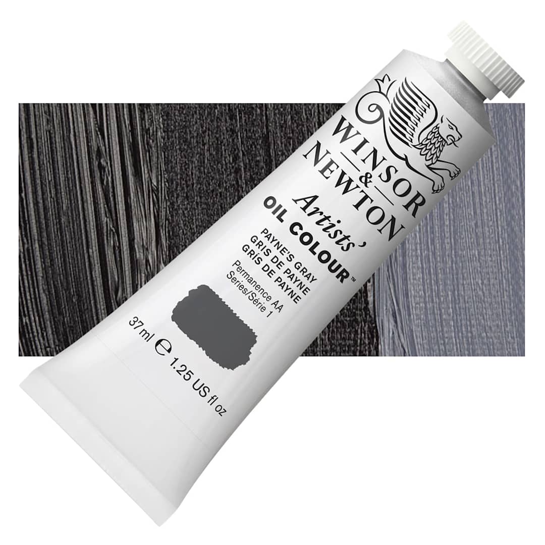 Open in modal - Winsor & Newton Artists' Oil Color - Payne's Gray, 37 ml tube and swatch