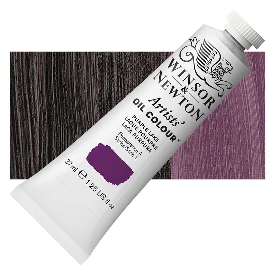 Open in modal - Winsor & Newton Artists' Oil Color - Purple Lake, 37 ml tube and swatch