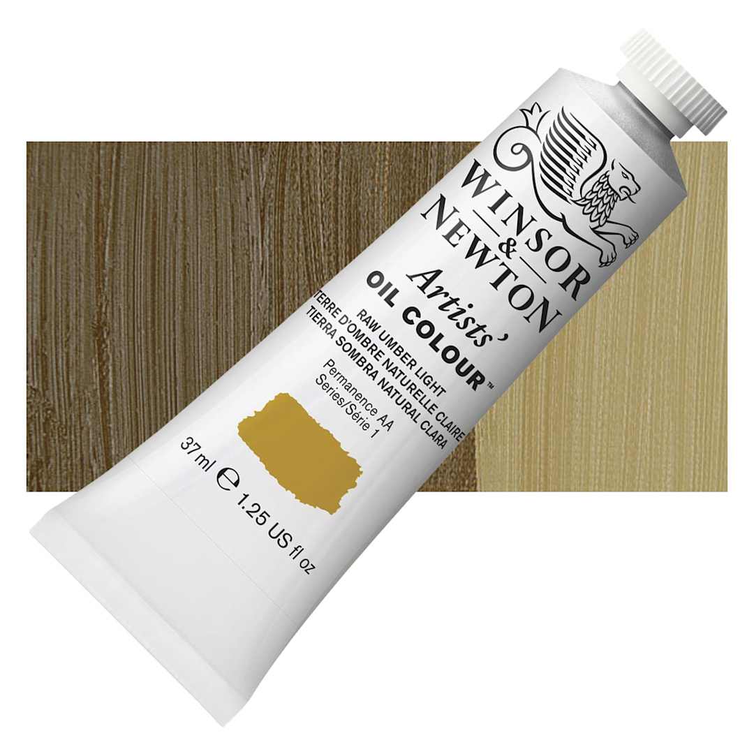Open in modal - Winsor & Newton Artists' Oil Color - Raw Umber Light, 37 ml tube and swatch