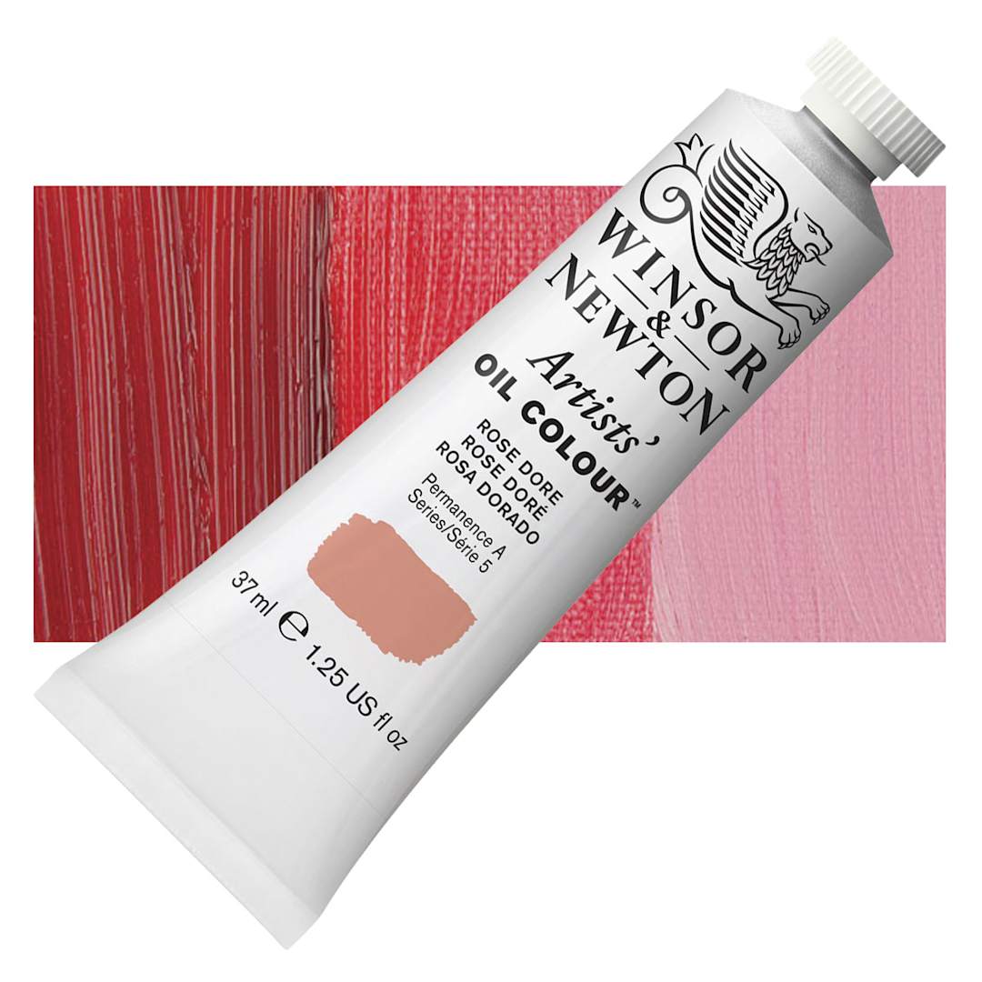 Open in modal - Winsor & Newton Artists' Oil Color - Rose Dore, 37 ml tube and swatch