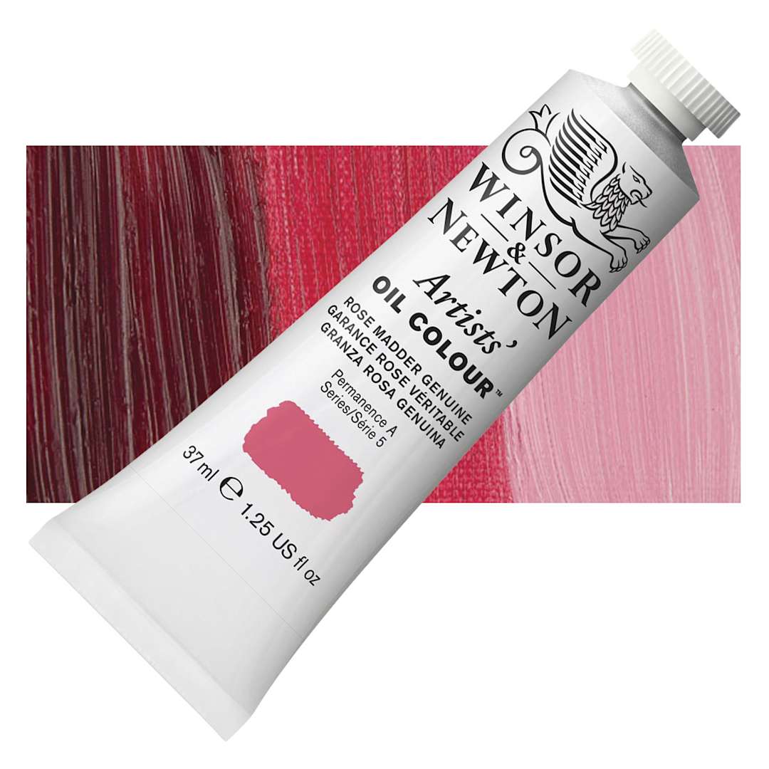 Open in modal - Winsor & Newton Artists' Oil Color - Rose Madder Genuine, 37 ml tube and swatch