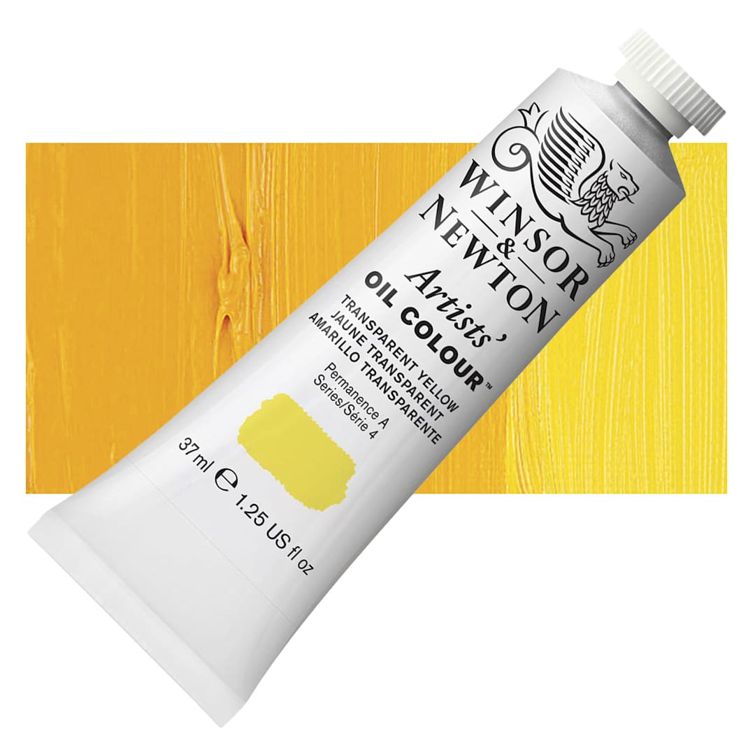 Open in modal - Winsor & Newton Artists' Oil Color - Transparent Yellow, 37 ml tube and swatch