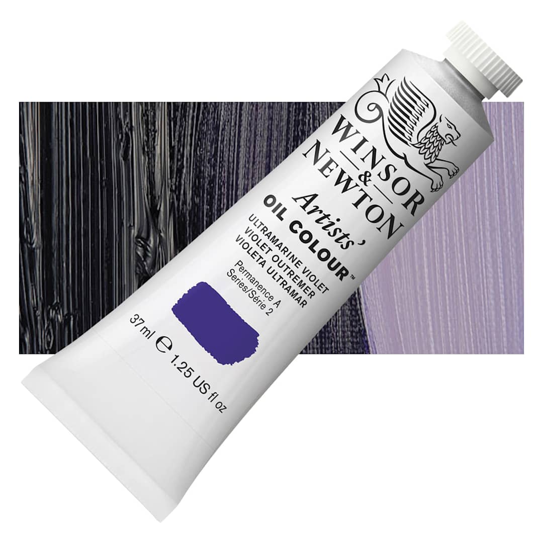Open in modal - Winsor & Newton Artists' Oil Color - Ultramarine Violet, 37 ml tube and swatch