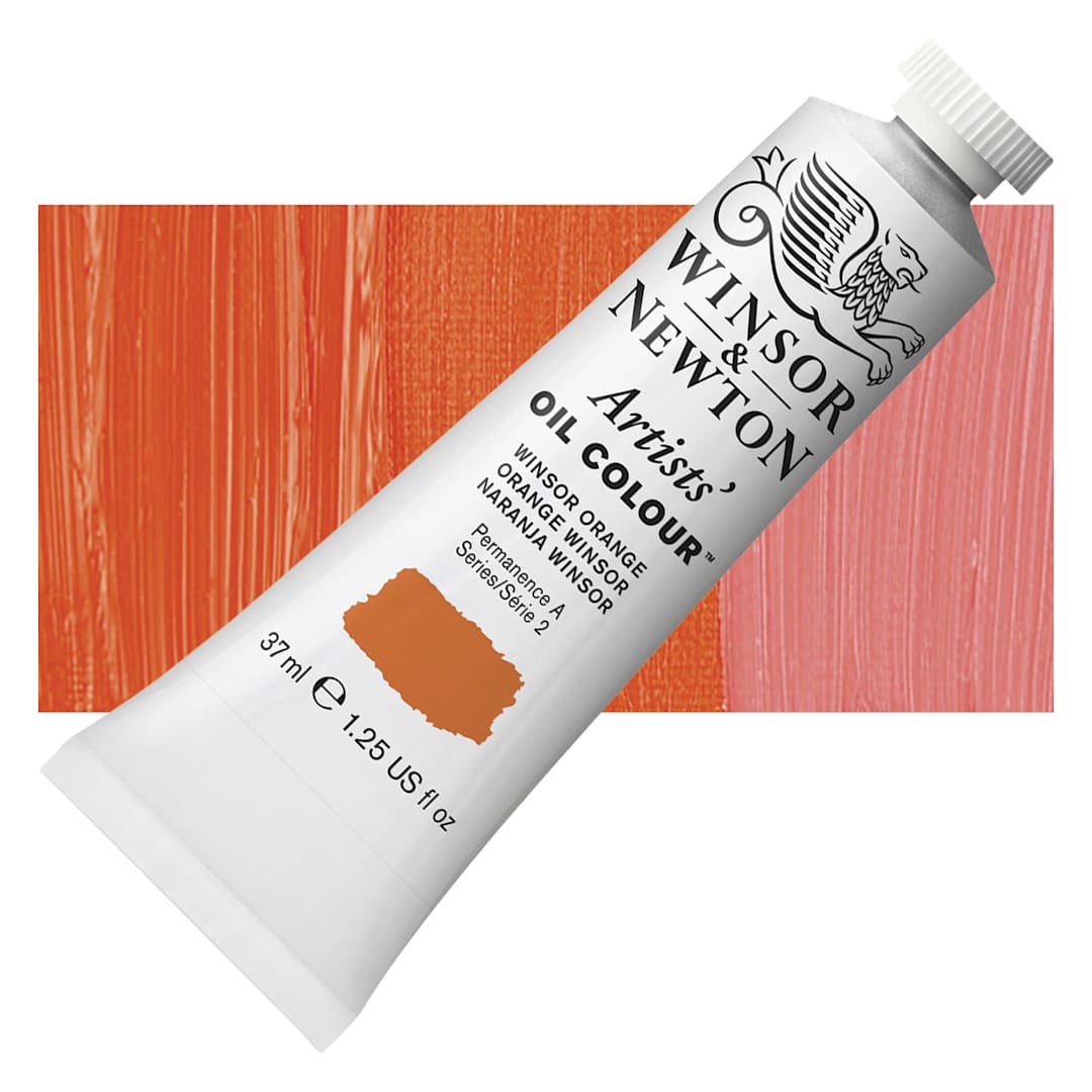 Open in modal - Winsor & Newton Artists' Oil Color - Winsor Orange, 37 ml tube and swatch