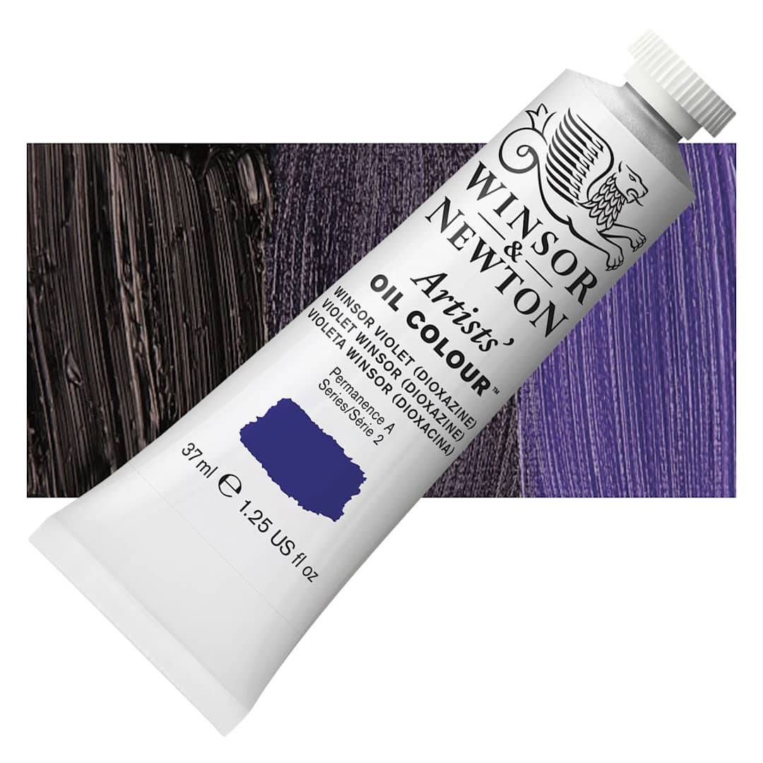 Open in modal - Winsor & Newton Artists' Oil Color - Winsor Violet Dioxazine, 37 ml tube and swatch
