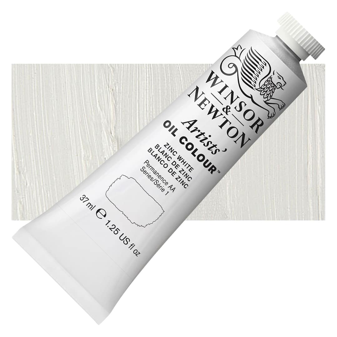 Open in modal - Winsor & Newton Artists' Oil Color - Zinc White, 37 ml tube and swatch
