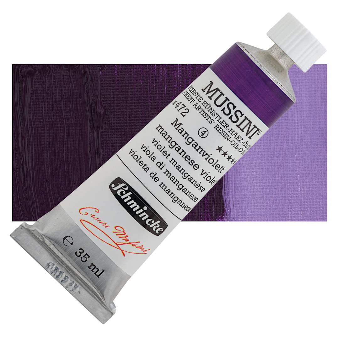 Open in modal - Schmincke Mussini Oil Color - Manganese Violet, 35 ml tube and swatch