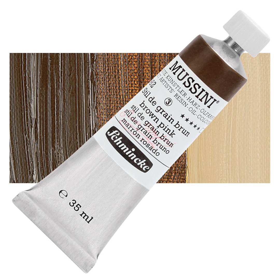Open in modal - Schmincke Mussini Oil Color - Transparent, Brown Pink, 35 ml tube and swatch