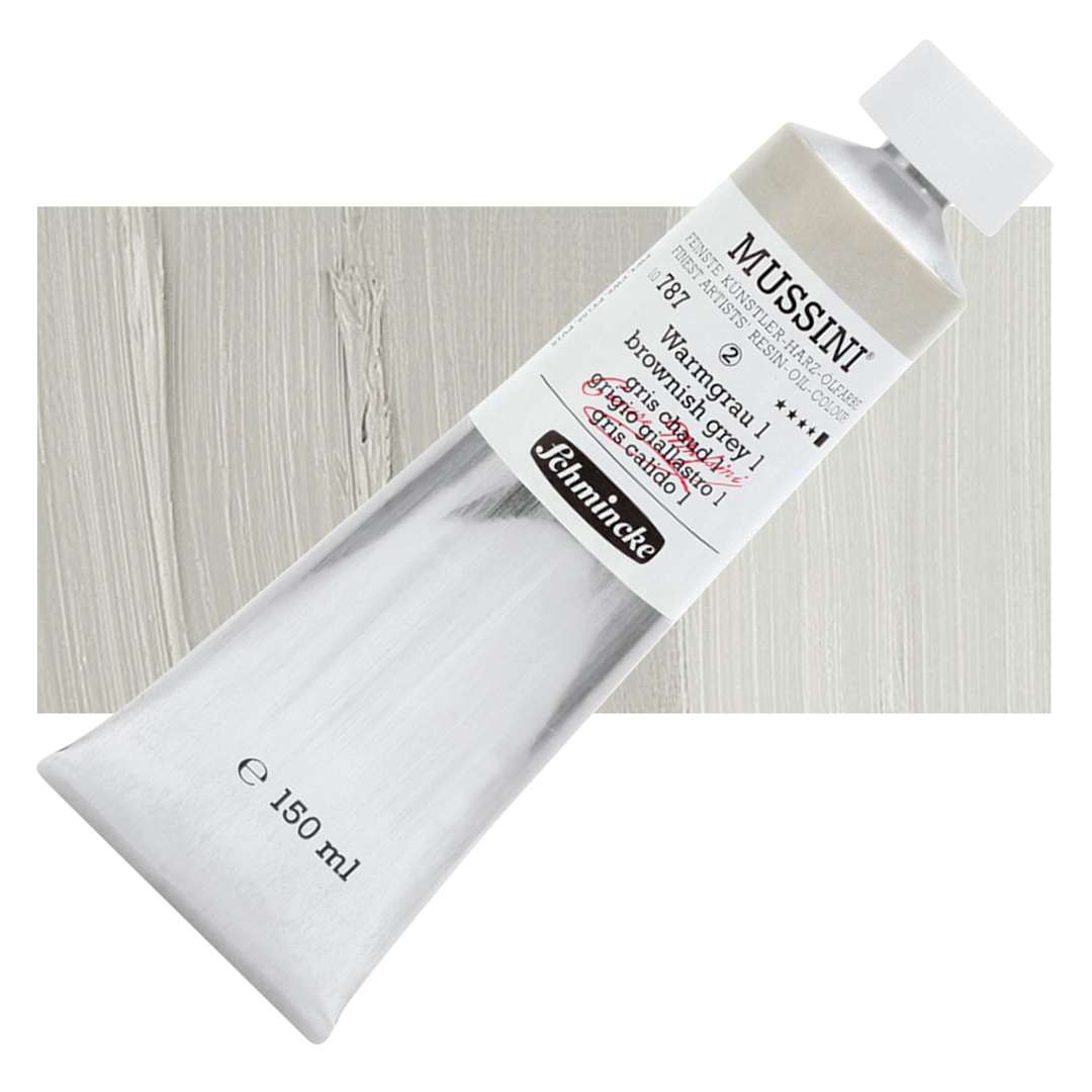 Open in modal - Schmincke Mussini Oil Color - Brownish Gray 1, 150 ml, Tube and swatch