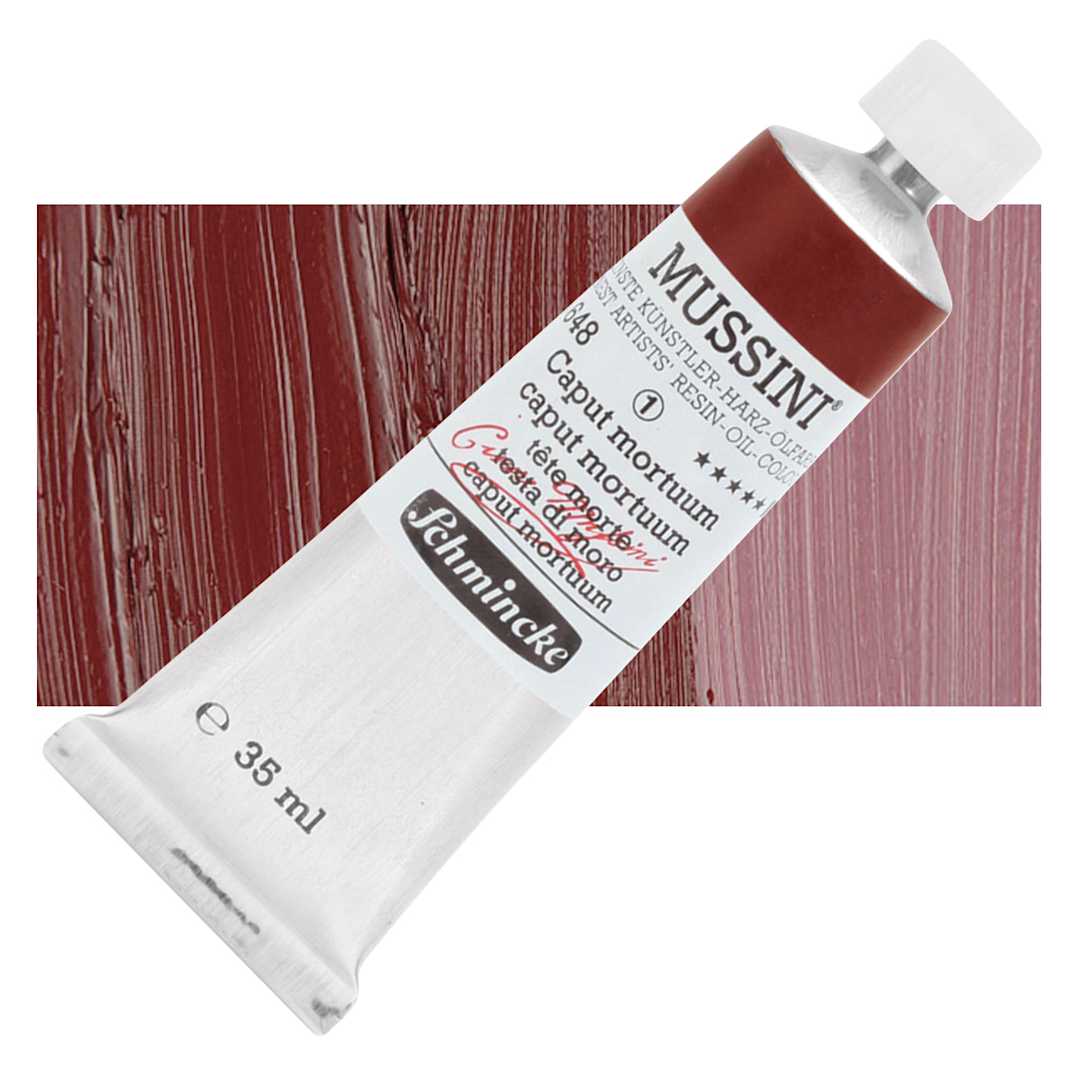 Open in modal - Schmincke Mussini Oil Color - Caput Mortuum, 35 ml tube and swatch