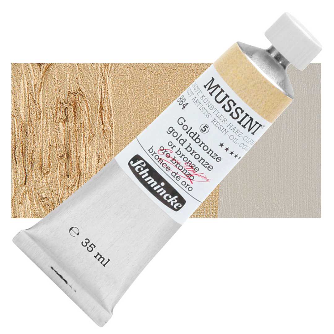 Open in modal - Schmincke Mussini Oil Color - Gold Bronze, 35 ml tube and swatch
