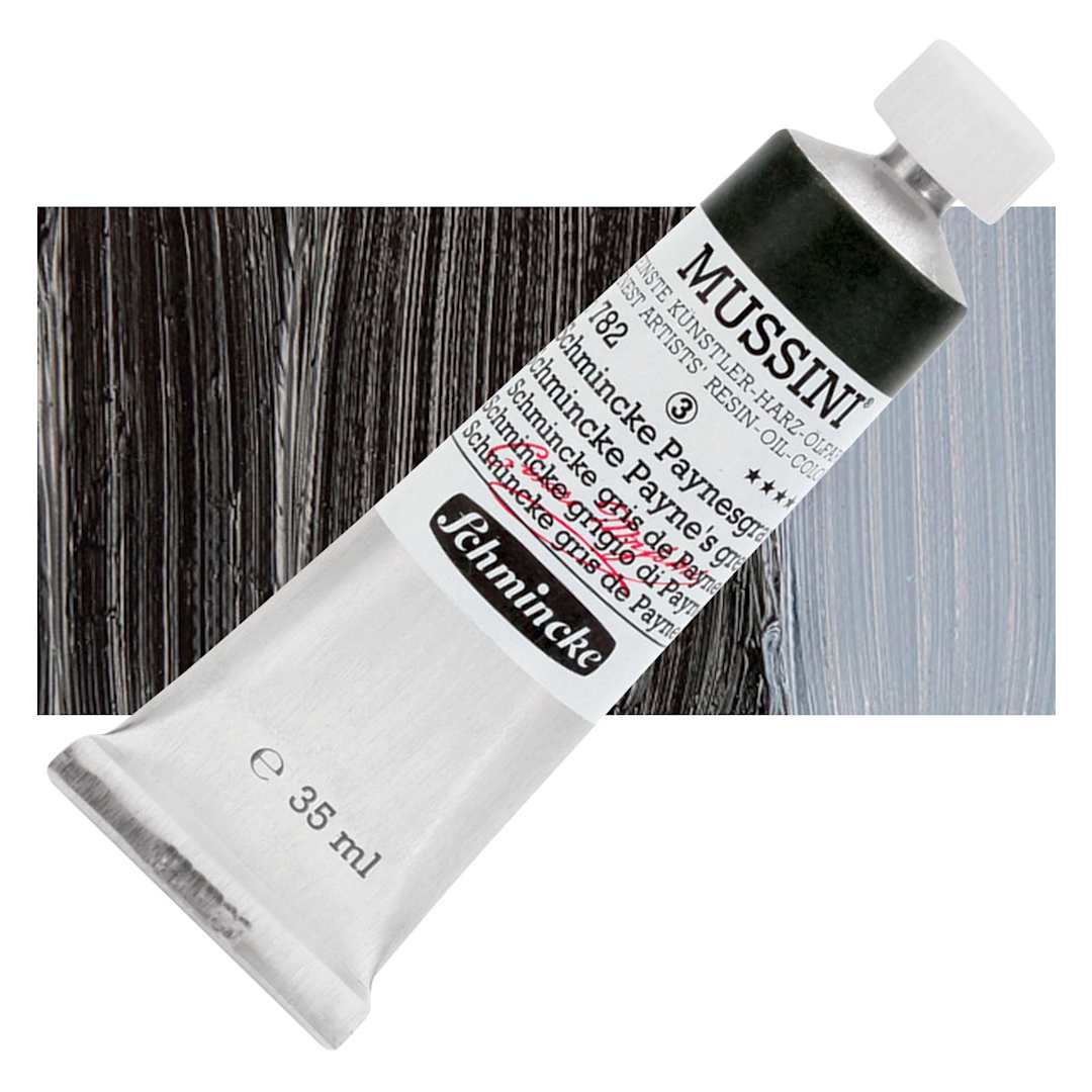 Open in modal - Schmincke Mussini Oil Color - Schminke Payne's Gray, 35 ml tube and swatch