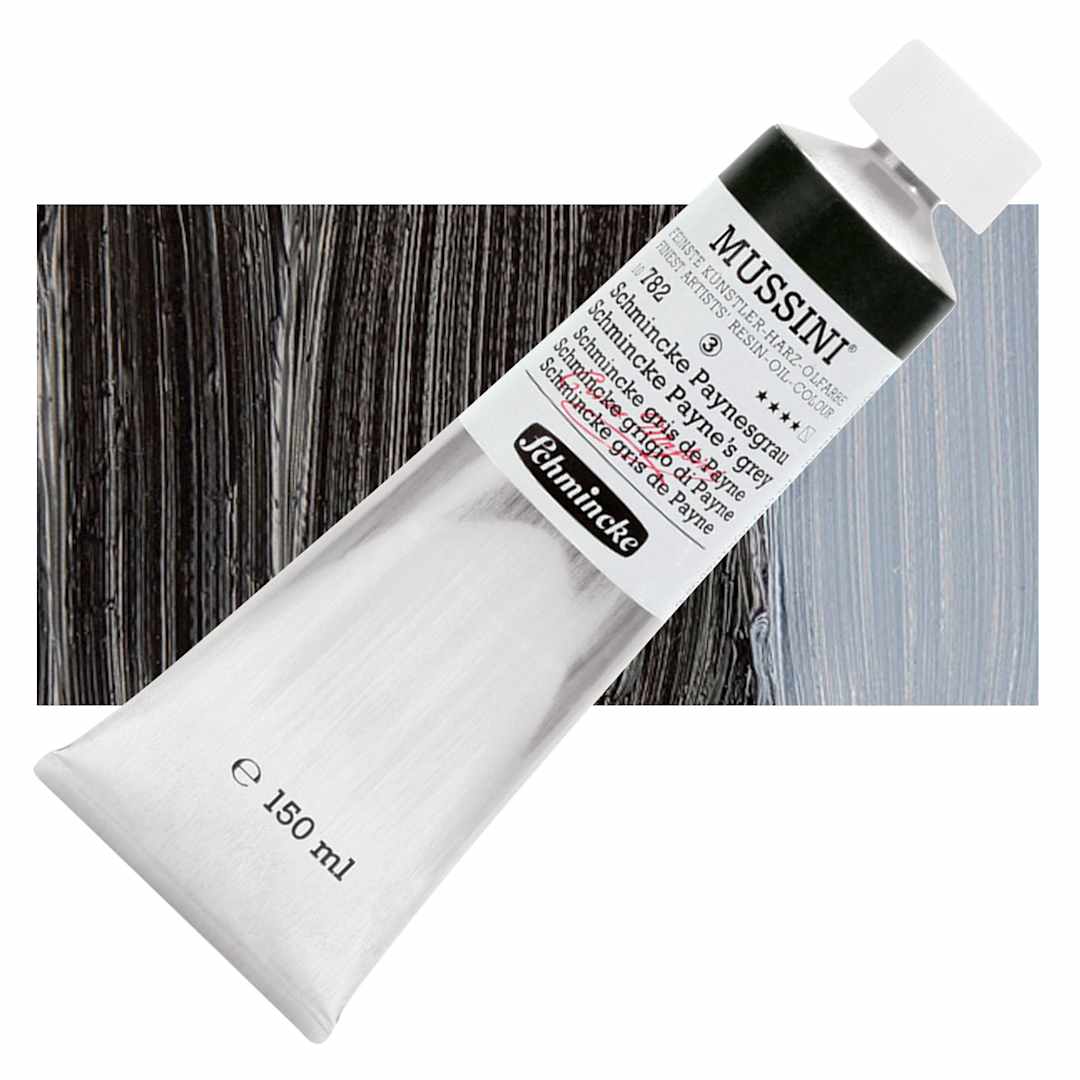 Open in modal - Schmincke Mussini Oil Color - Schminke Payne's Gray, 150 ml tube and swatch