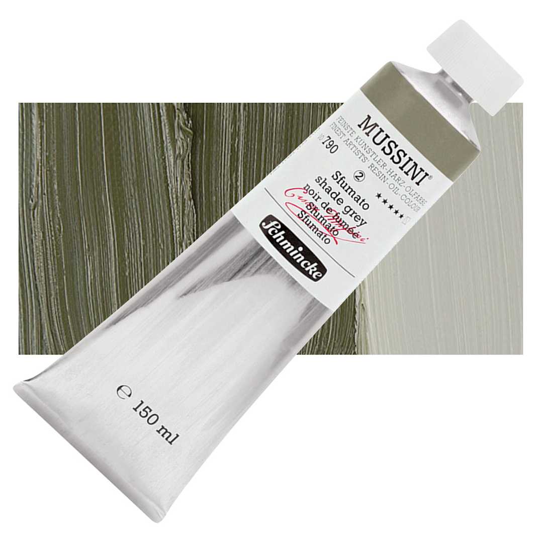 Open in modal - Schmincke Mussini Oil Color - Shade Gray, 150 ml tube and swatch