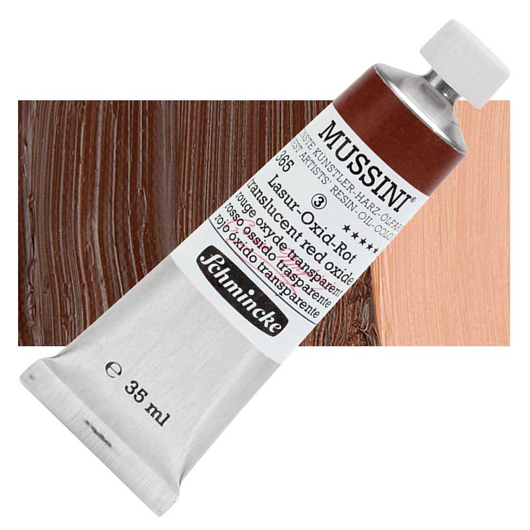Open in modal - Schmincke Mussini Oil Color - Translucent Red Oxide, 35 ml tube and swatch