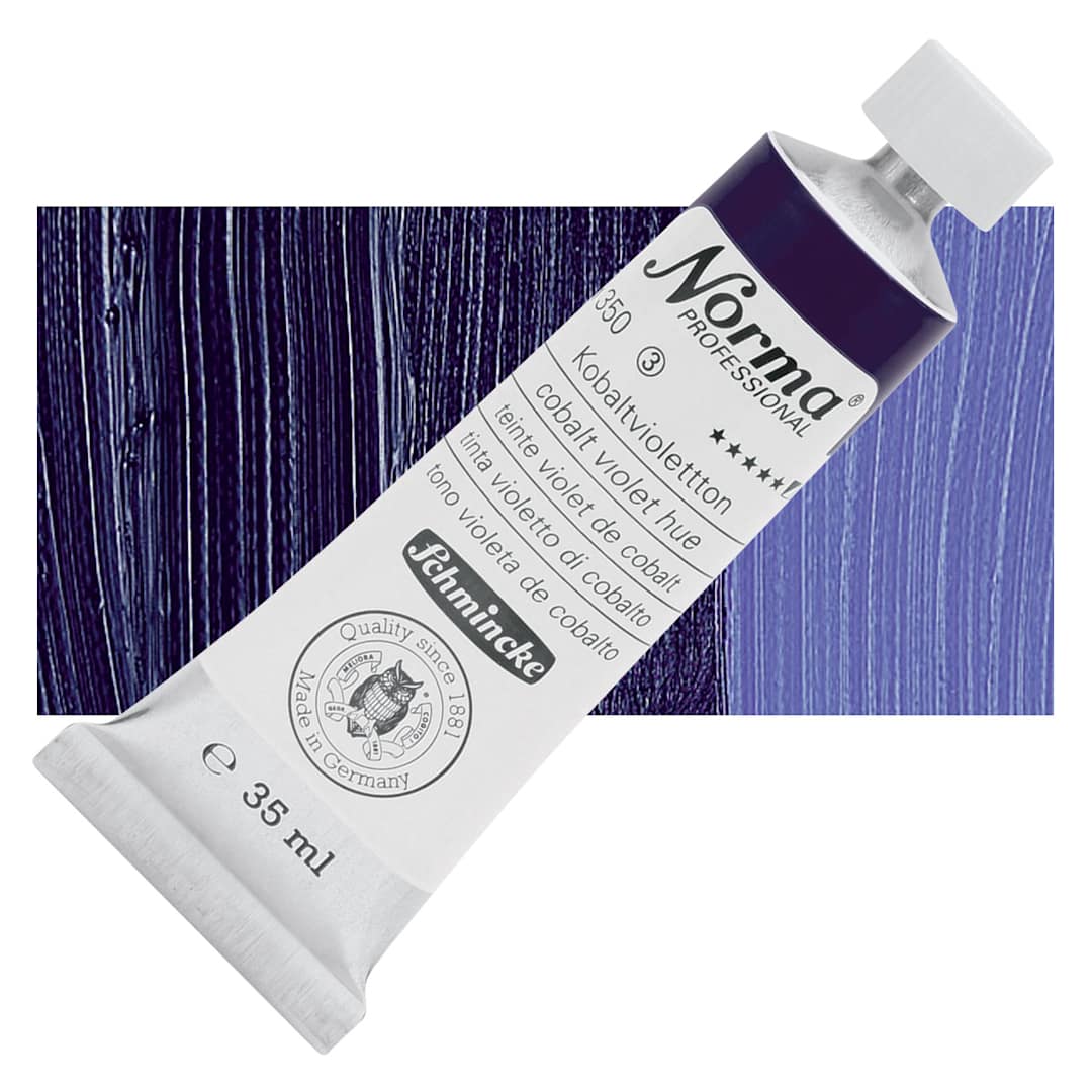 Open in modal - Schmincke Norma Professional Oil Paint - Cobalt Violet Hue, 35 ml, Tube and swatch