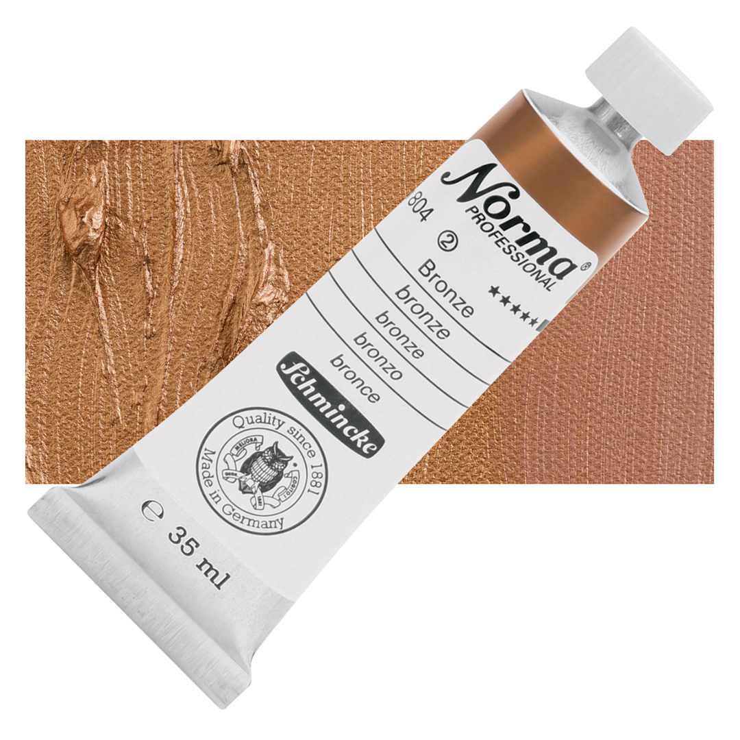 Open in modal - Schmincke Norma Professional Oil Paint - Bronze, 35 ml, Tube and swatch