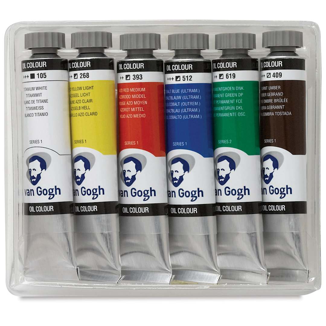 Open in modal - Van Gogh Oil Paints - Set of 6 20 ml Tubes shown in package storage tray