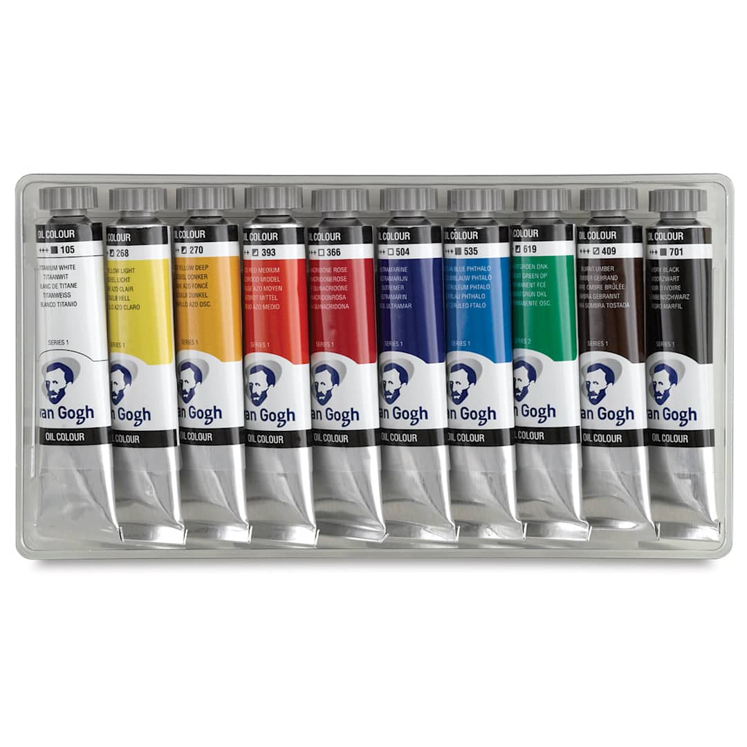 Open in modal - Van Gogh Oil Paints - Set of 10 20 ml Tubes shown in package storage tray