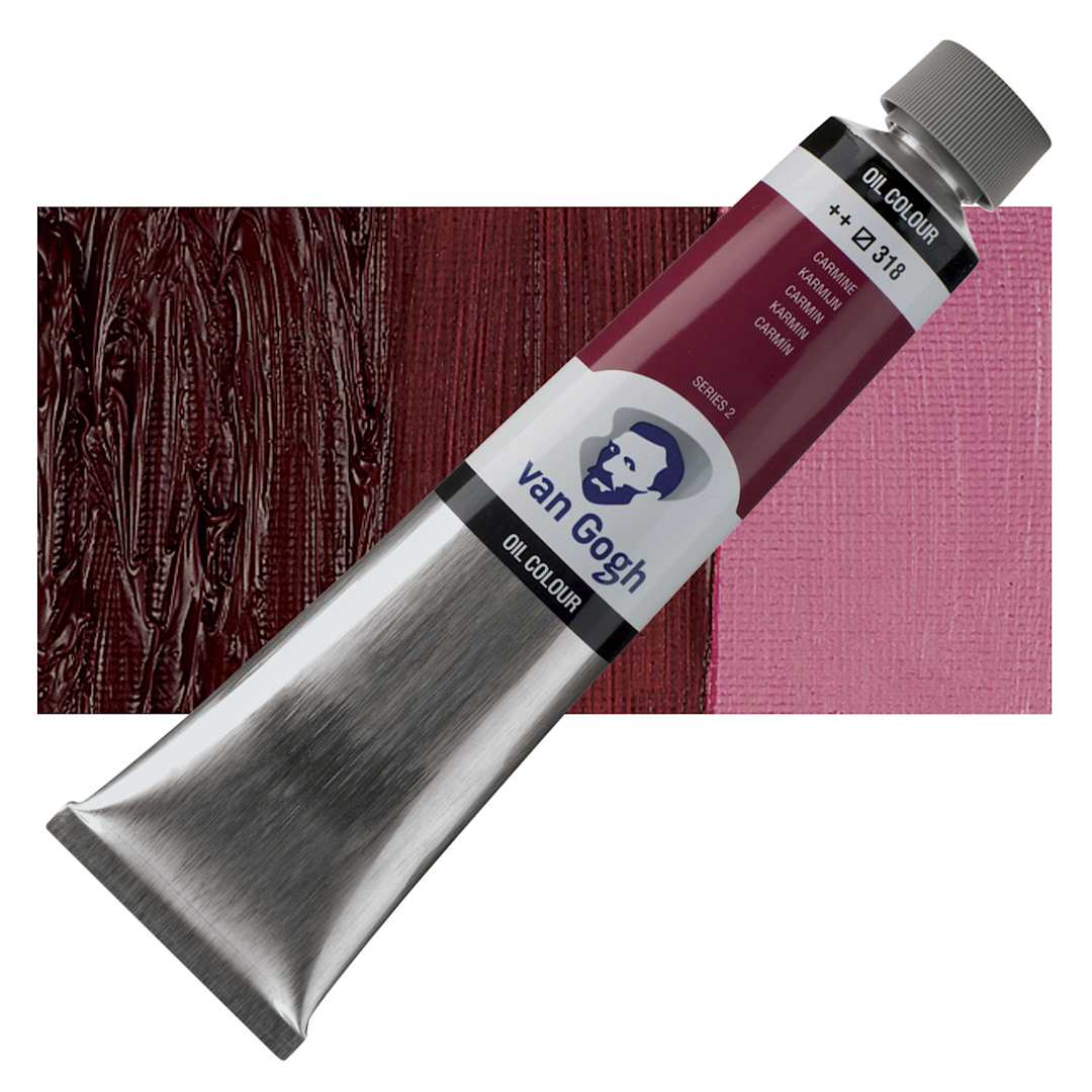 Open in modal - Van Gogh Oil Paint - Carmine, 200 ml tube and swatch