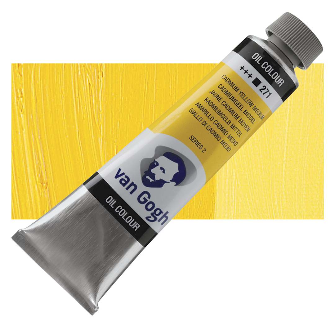 Open in modal - Van Gogh Oil Paint - Cadmium Yellow Medium, 40 ml tube and swatch
