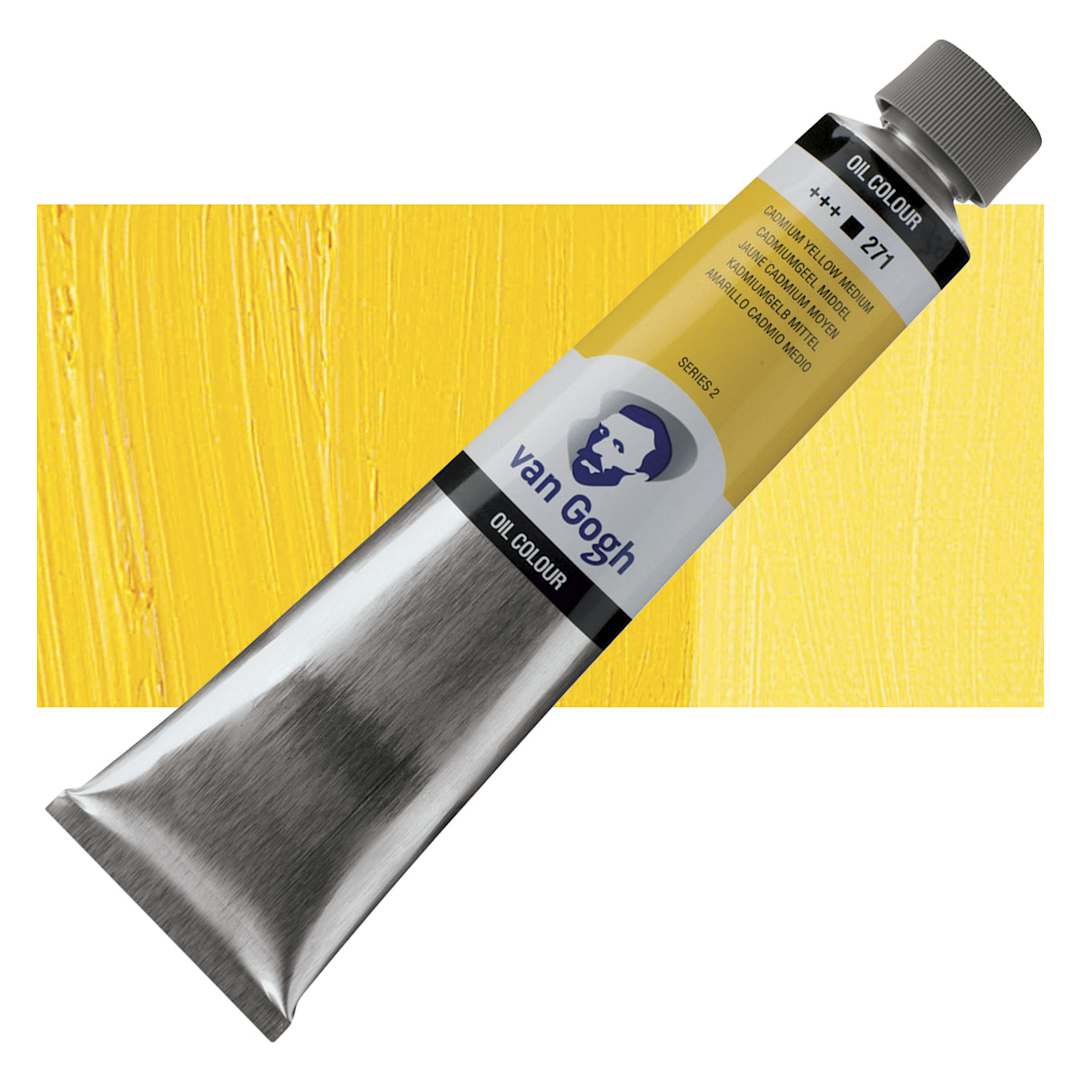 Open in modal - Van Gogh Oil Paint - Cadmium Yellow Medium, 200 ml tube and swatch