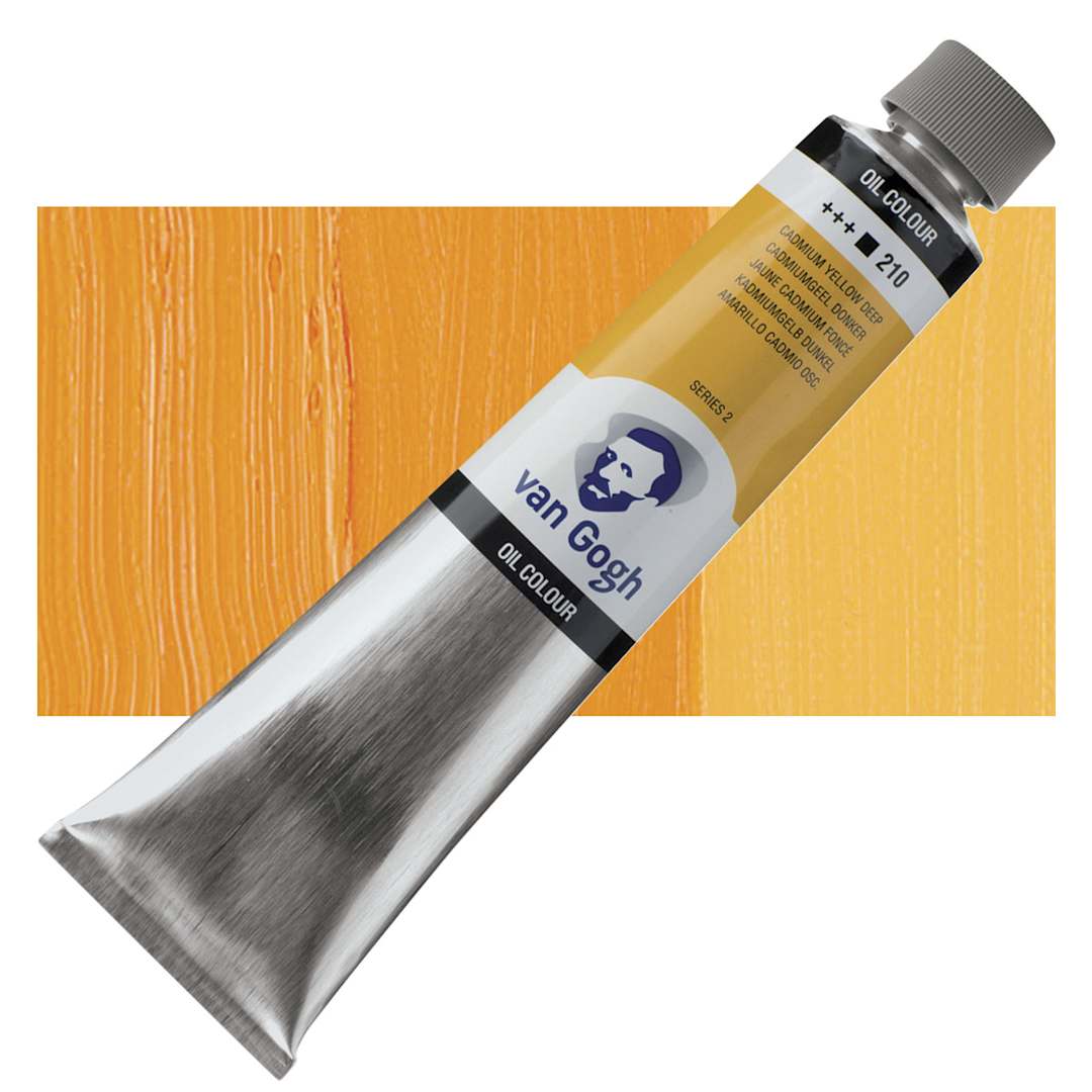 Open in modal - Van Gogh Oil Paint - Cadmium Yellow Deep, 200 ml tube and swatch