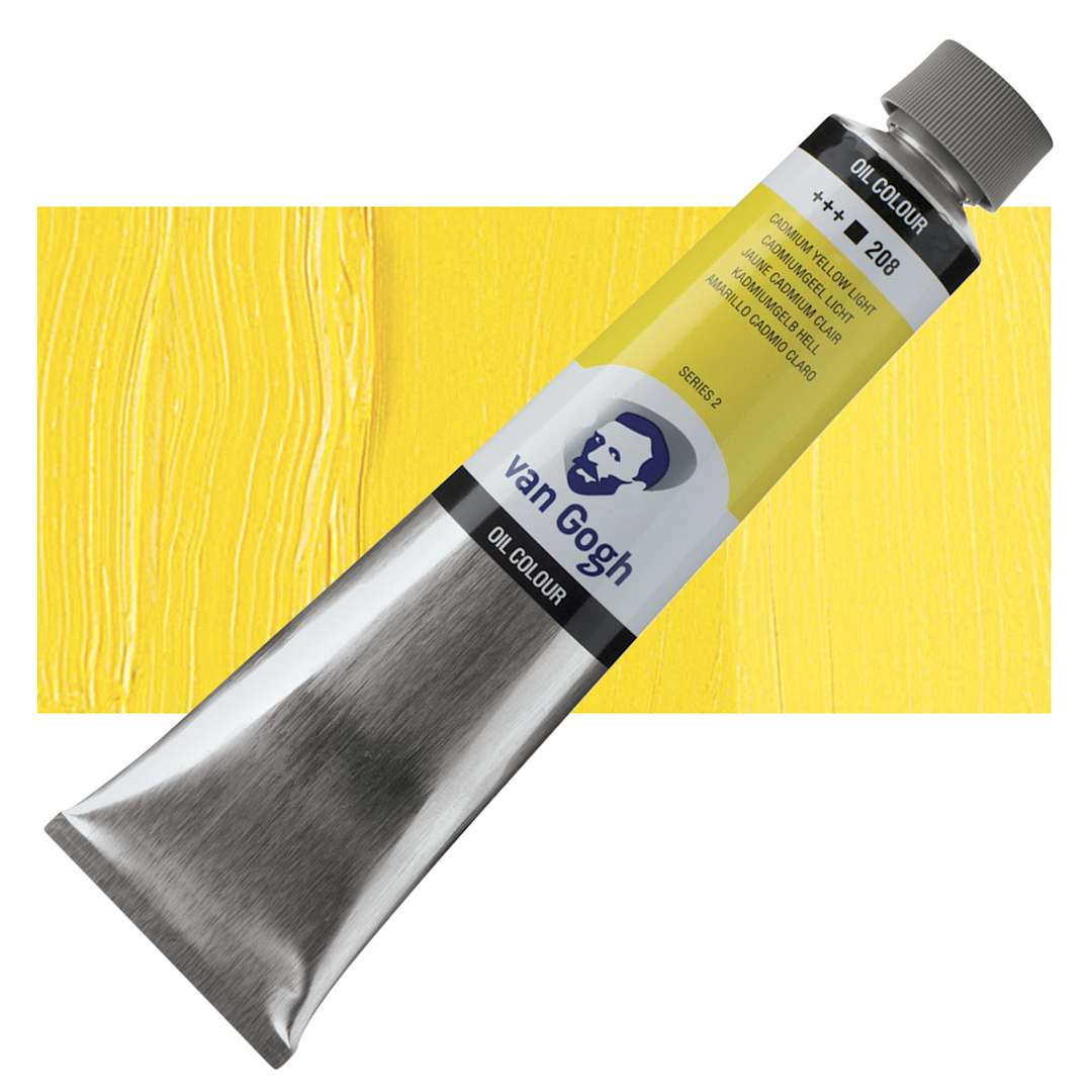 Open in modal - Van Gogh Oil Paint - Cadmium Yellow Light, 200 ml tube and swatch