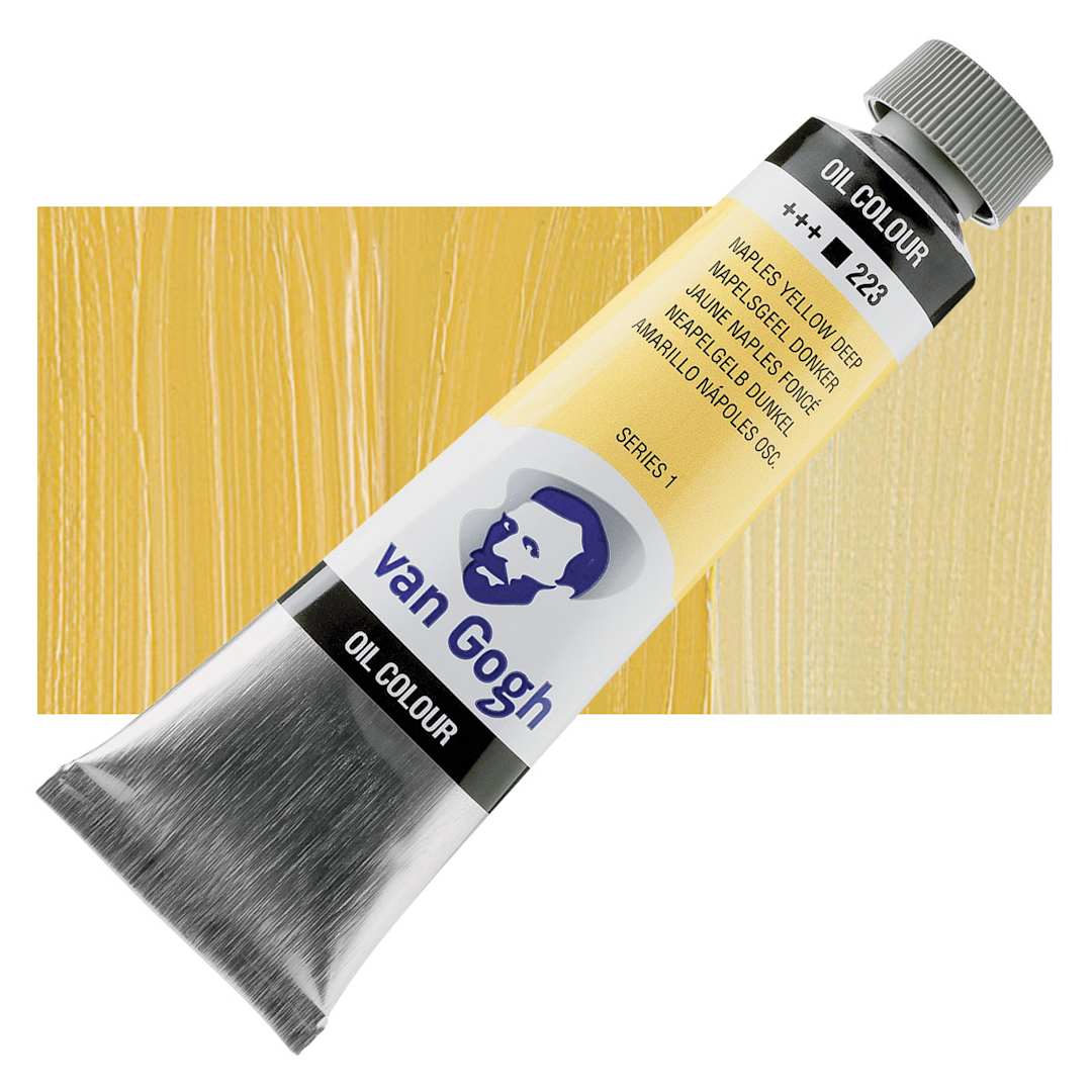 Open in modal - Van Gogh Oil Paint - Naples Yellow Deep, 40 ml tube and swatch