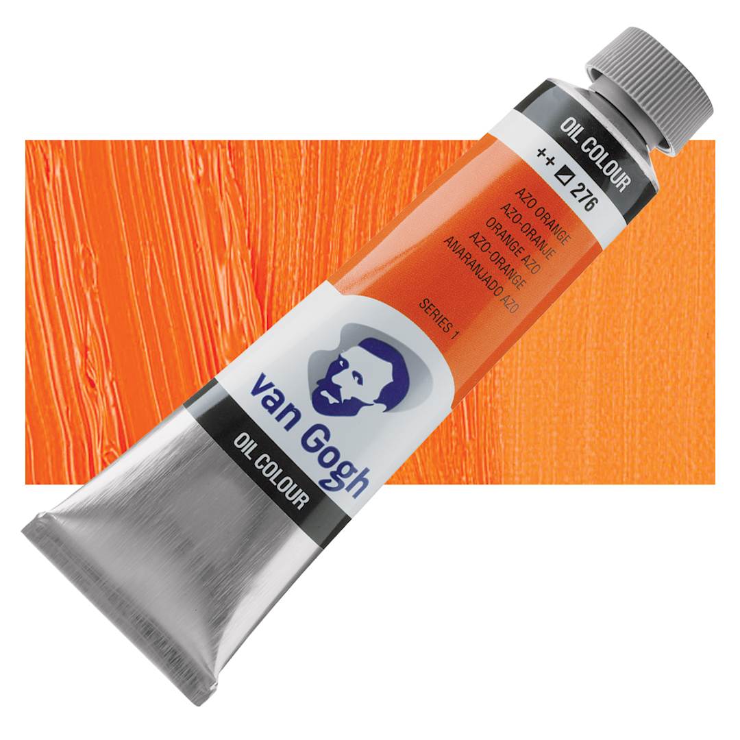 Open in modal - Van Gogh Oil Paint - Azo Orange, 40 ml tube and swatch