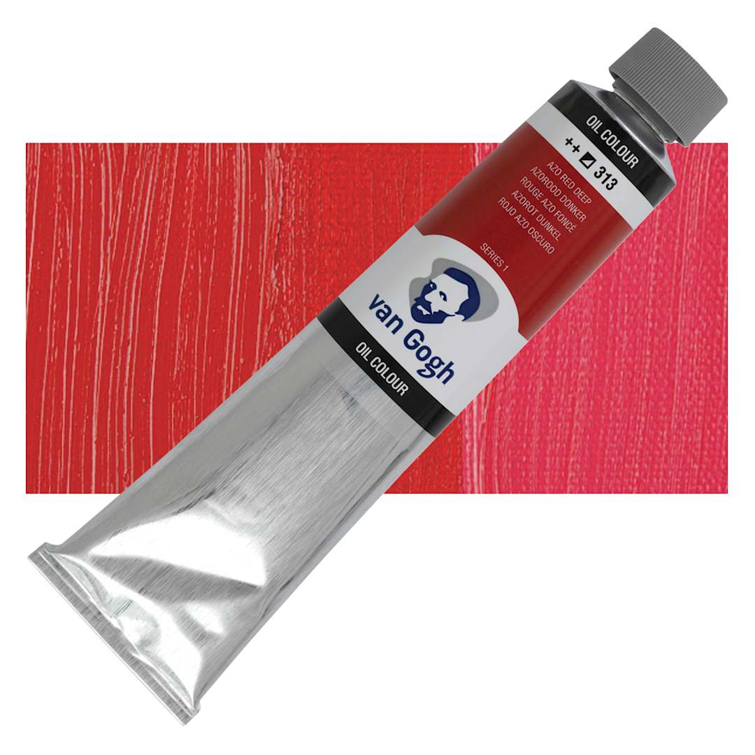 Open in modal - Van Gogh Oil Paint - Azo Red Deep, 200 ml tube and swatch
