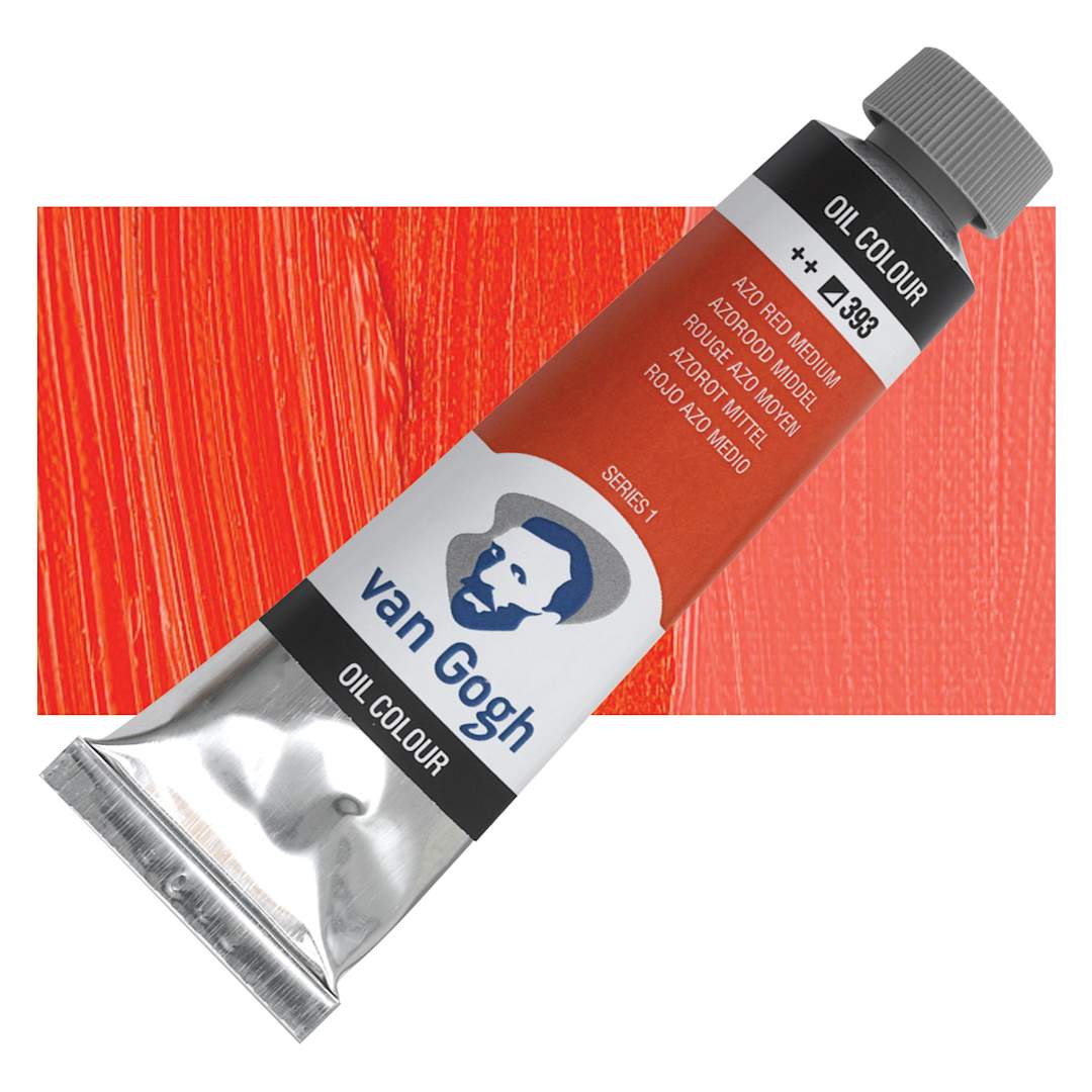 Open in modal - Van Gogh Oil Paint - Azo Red Medium, 40 ml tube and swatch